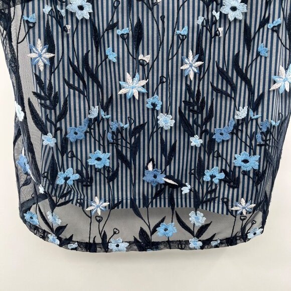 Christopher & Banks Petite Embroidered Floral Layered Top Blue/Multi Size Large - Picture 5 of 9